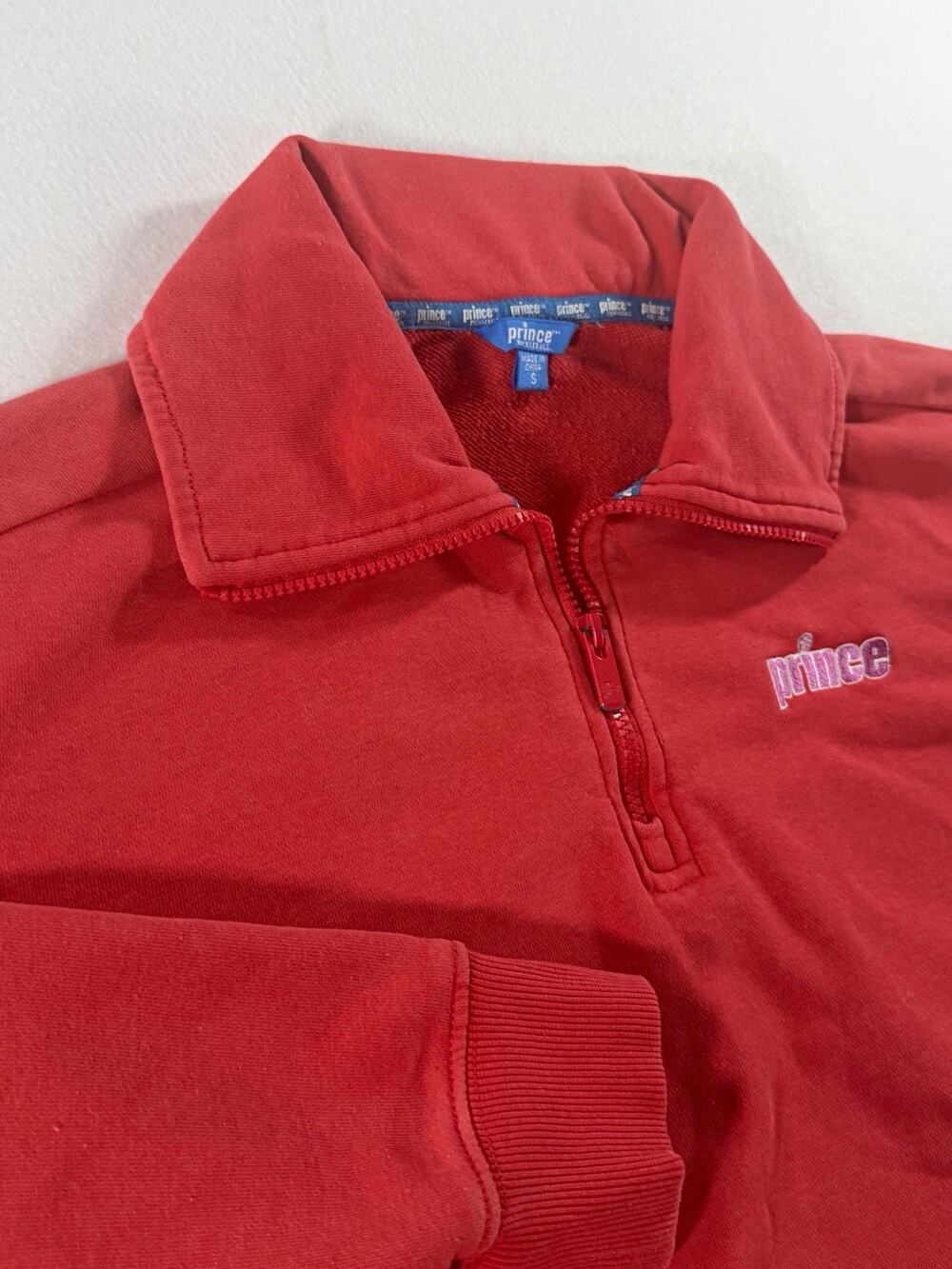 Prince Pickleball Women’s S Red Fleece 1/4 Zip Sweatshirt Embroidered Logo